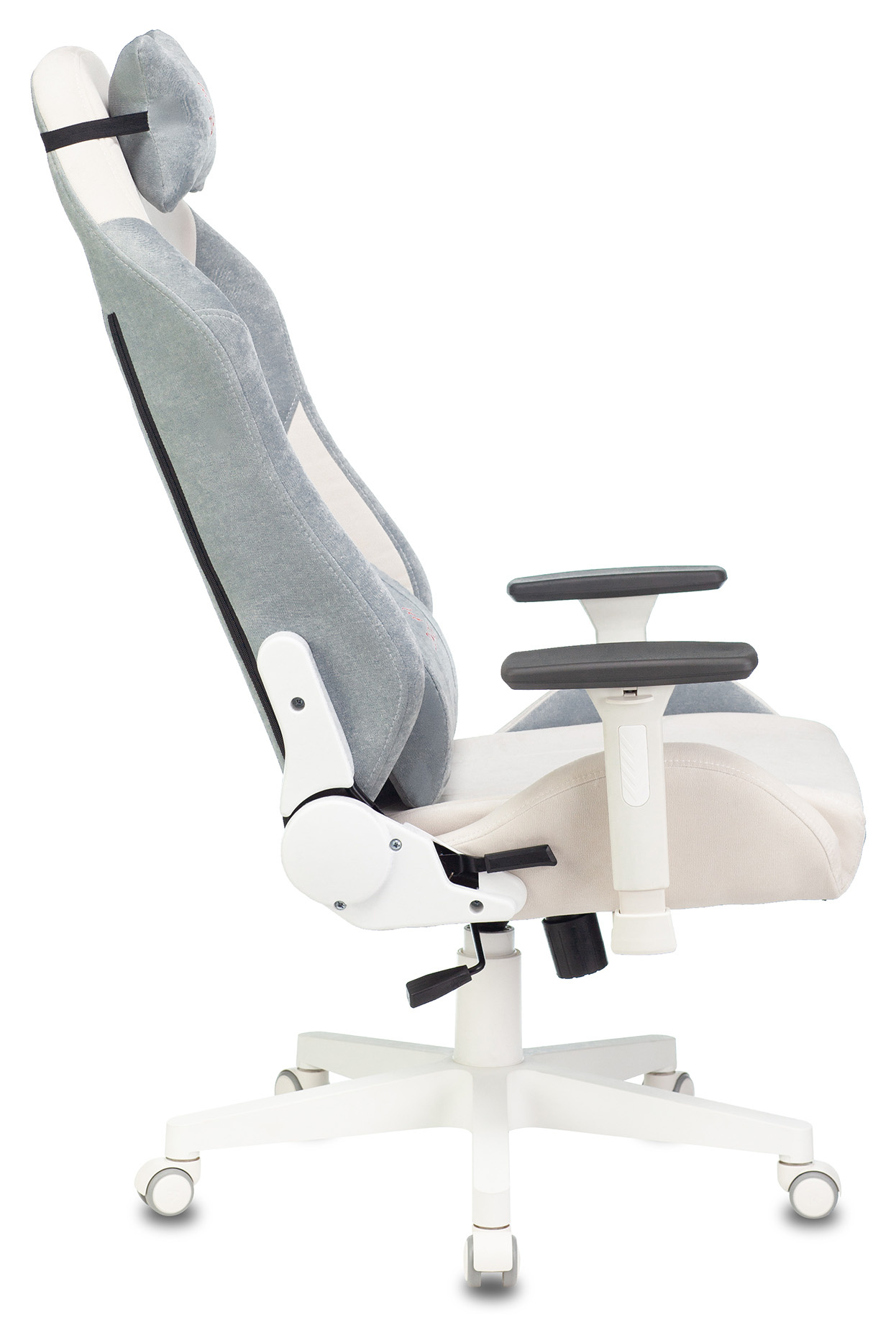 Геймерское кресло Zombie Fabric белый/серо-голубой с подголов., крестовина пластик (белый)