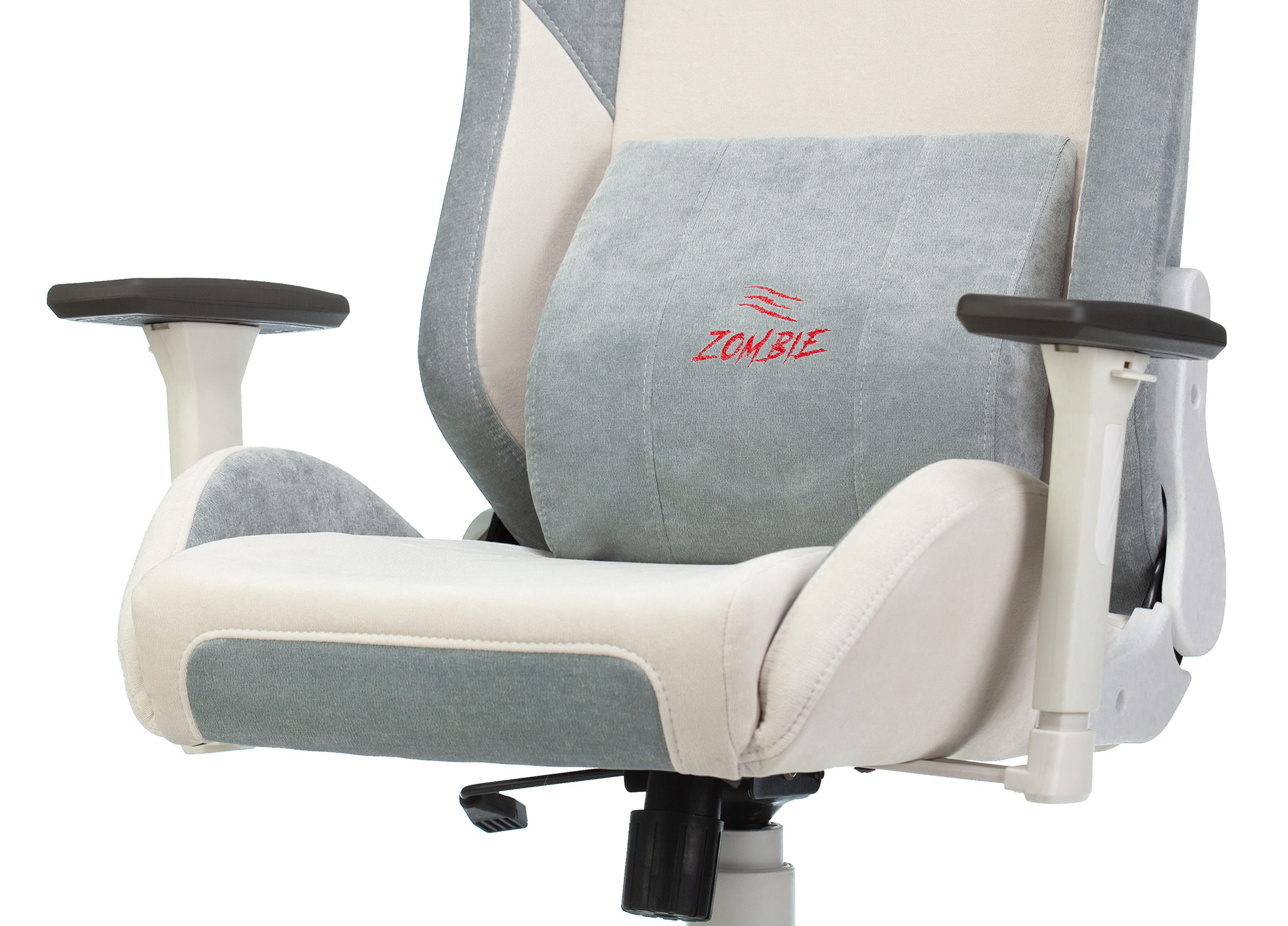 Геймерское кресло Zombie Fabric белый/серо-голубой с подголов., крестовина пластик (белый)