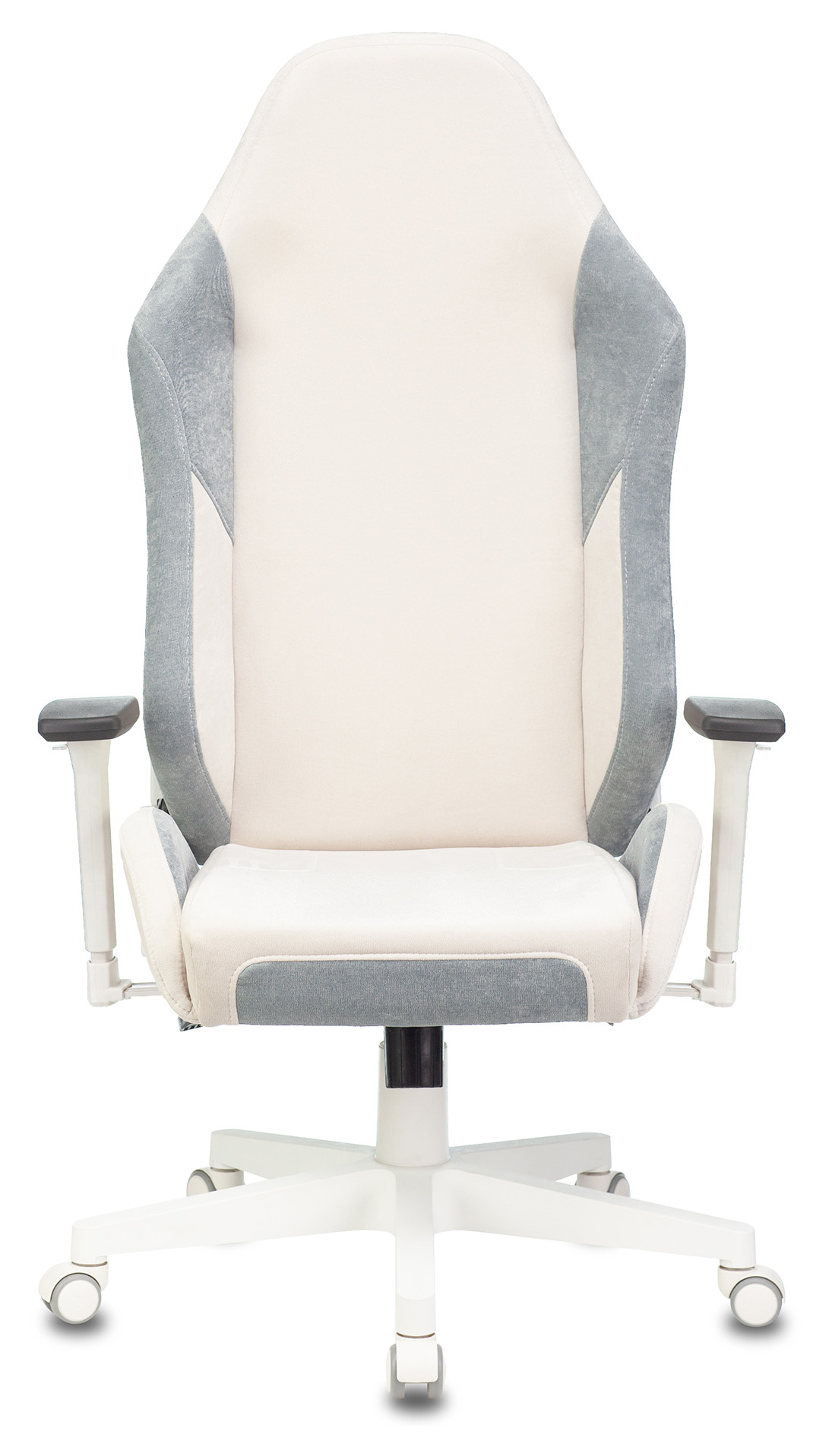 Геймерское кресло Zombie Fabric белый/серо-голубой с подголов., крестовина пластик (белый)