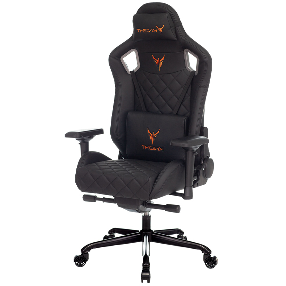 Геймерское кресло Knight черный ромбик экокожа с подголов., крестовина металл