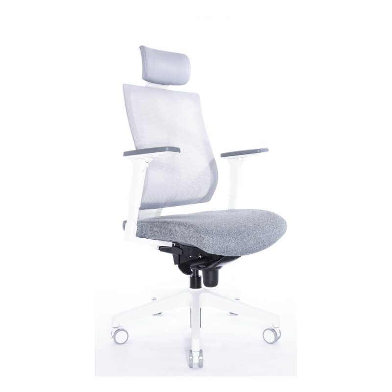 Эргономичное кресло Falto G1 (3 уровня поясницы, сетка, ткань, каркас белый, серый)
