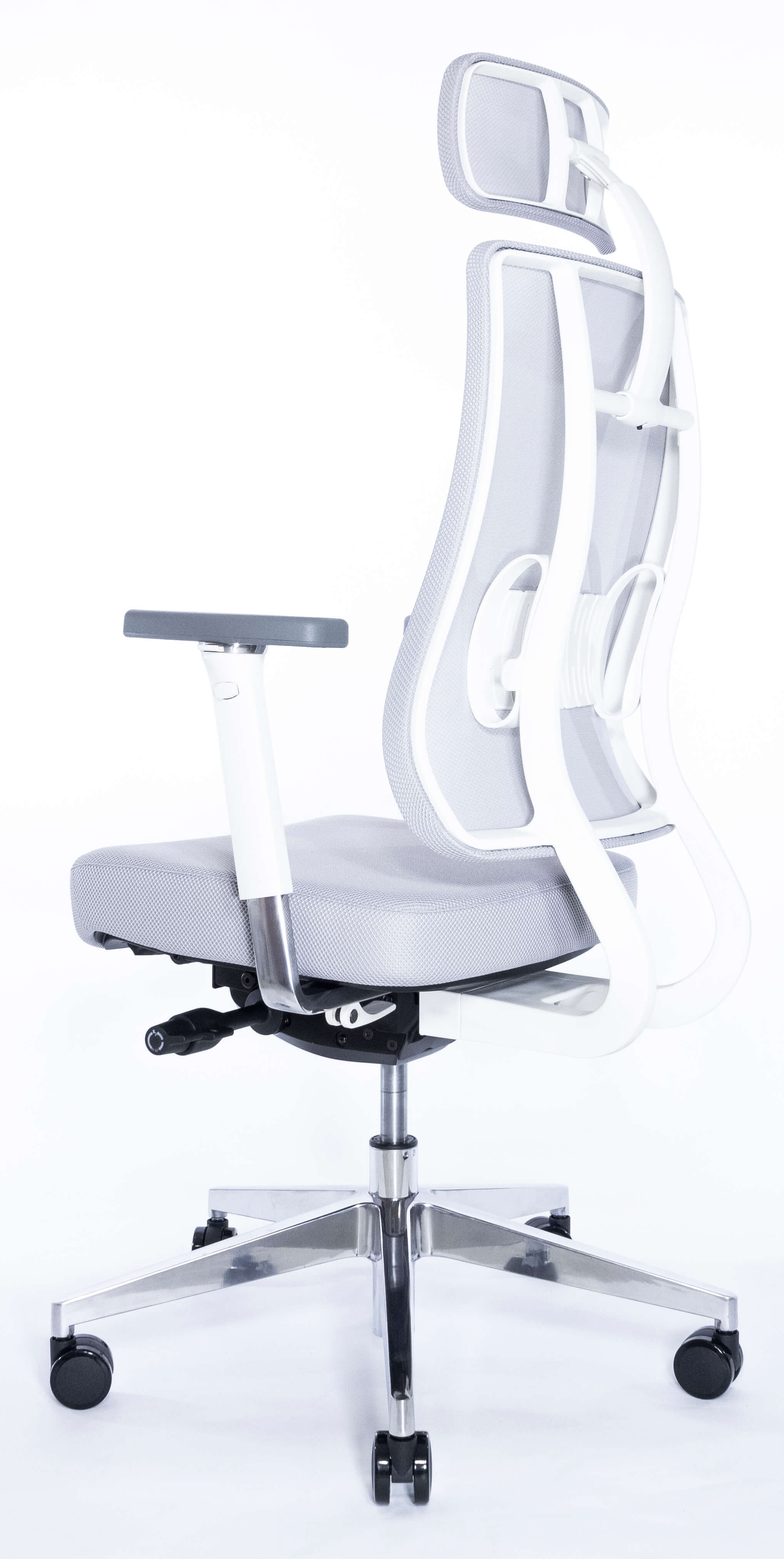 Эргономичное кресло Falto X TRANS (наклон переднего края сиденья, сетка, ткань, каркас белый, серый)
