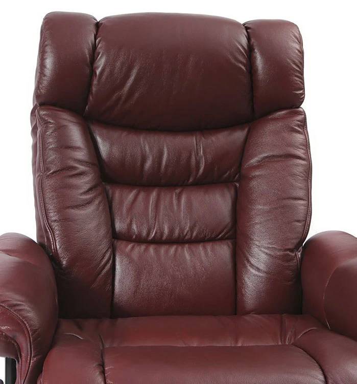 Кресло-реклайнер Relax Zuel (оттоманка, натуральная кожа, бордовый)
