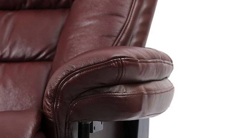 Кресло-реклайнер Relax Zuel (оттоманка, натуральная кожа, бордовый)