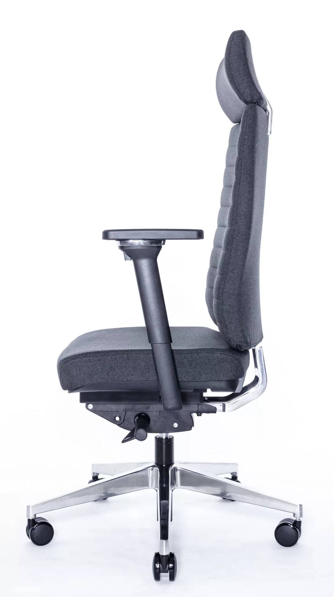 Эргономичное кресло Falto TRONA 1702-18H Medley black 60999 (черный каркас / т. серая ткань / АЛ крестовина)