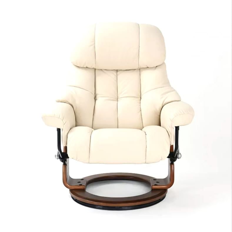 Кресло-реклайнер Relax Lux (оттоманка, натуральная кожа, бежевый)