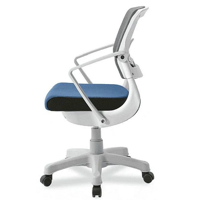 Эргономичное кресло Falto ROBO C250 (поворот спинки, слайдер, сетка, ткань, каркас белый, синий)