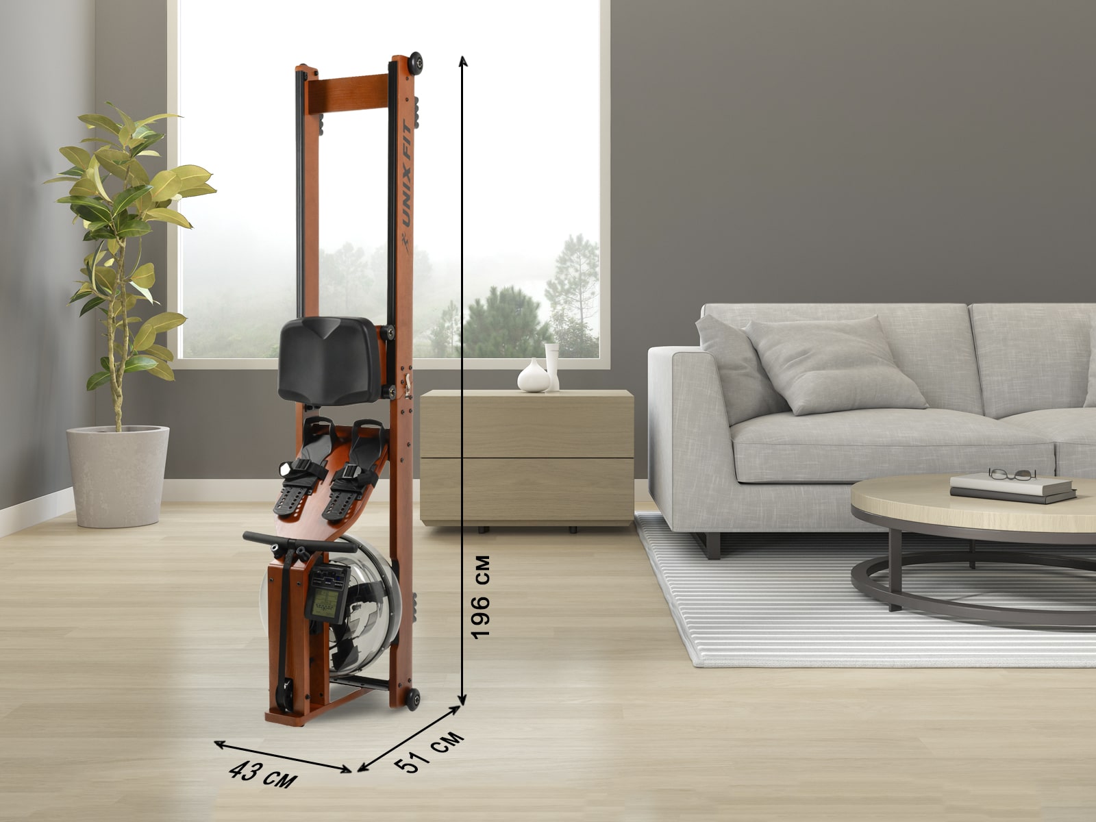 Гребной тренажер Unix Fit Wood Rower Dark