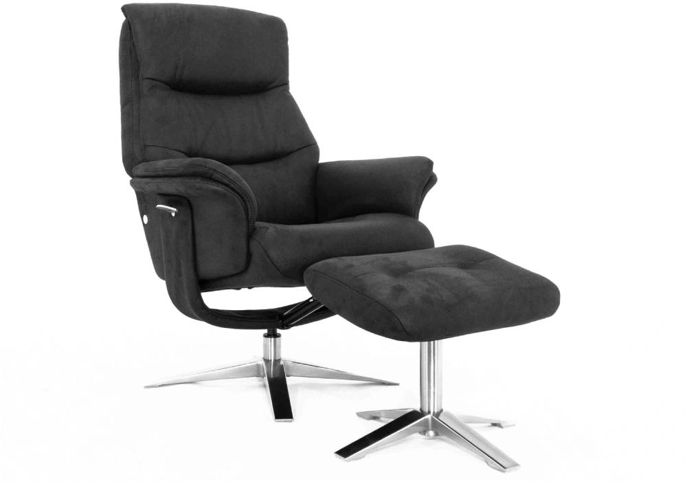 Кресло-реклайнер Falto Boss (оттоманка, искусственный нубук, чёрный)