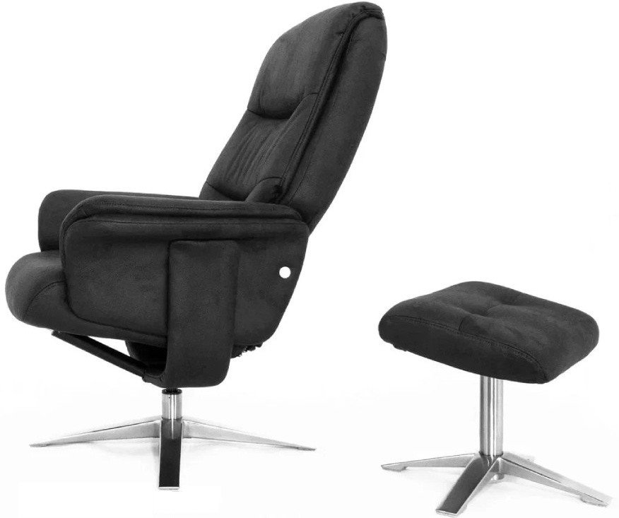 Кресло-реклайнер Falto Boss (оттоманка, искусственный нубук, чёрный)