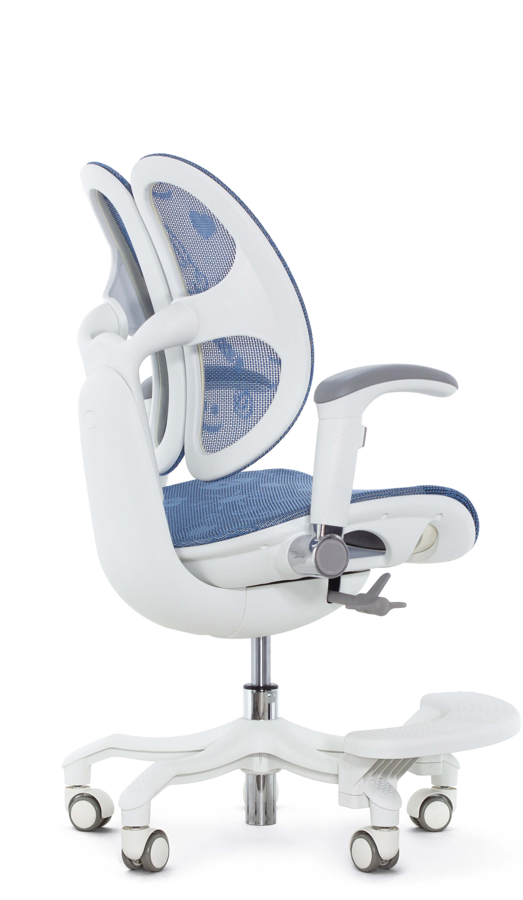 Детское эргономичное кресло Falto ORTO (корсетная спинка, слайдер, подлокотники 3D, сетка, синий)