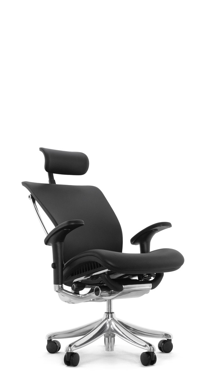 Эргономичное кресло Expert Spring SPL - 01 (кожа черная / каркас черный)