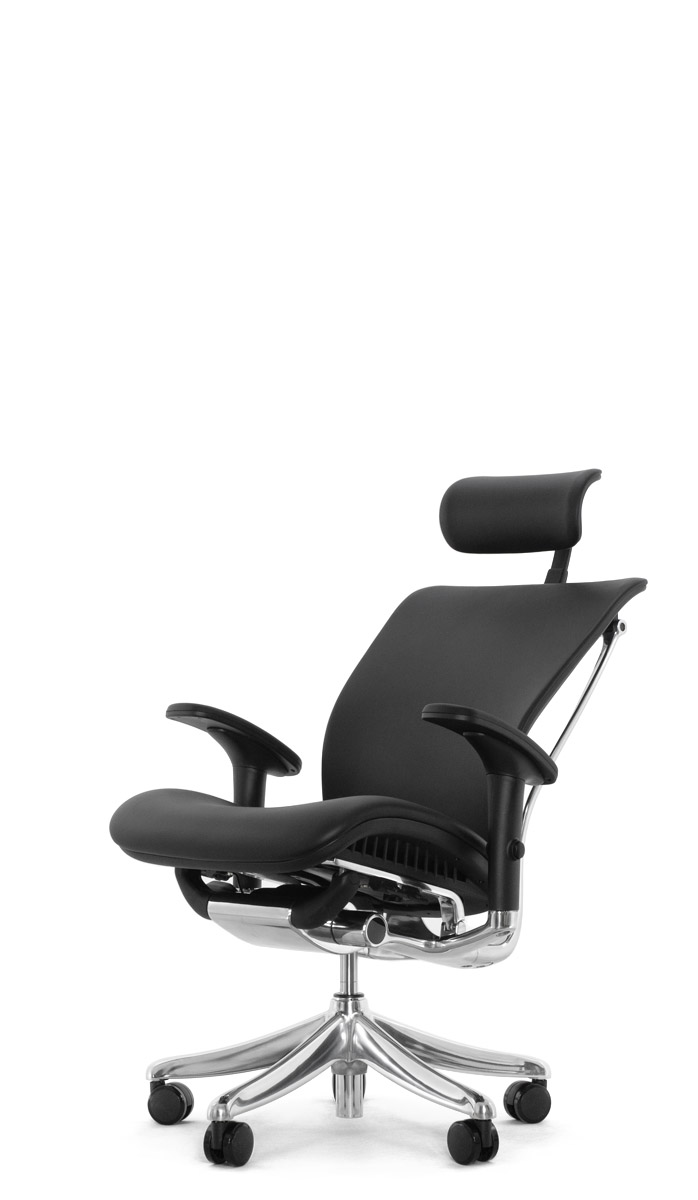 Эргономичное кресло Expert Spring SPL - 01 (кожа черная / каркас черный)