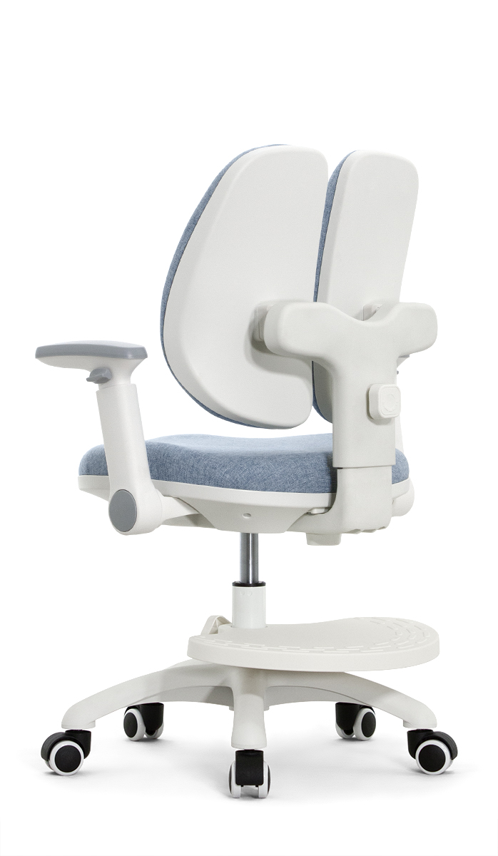 Детское эргономичное кресло Falto KIDS MAX DUO-P, ППУ латекс, спинка корсет, подножка, подлокотник 3D, обивка (голубой)