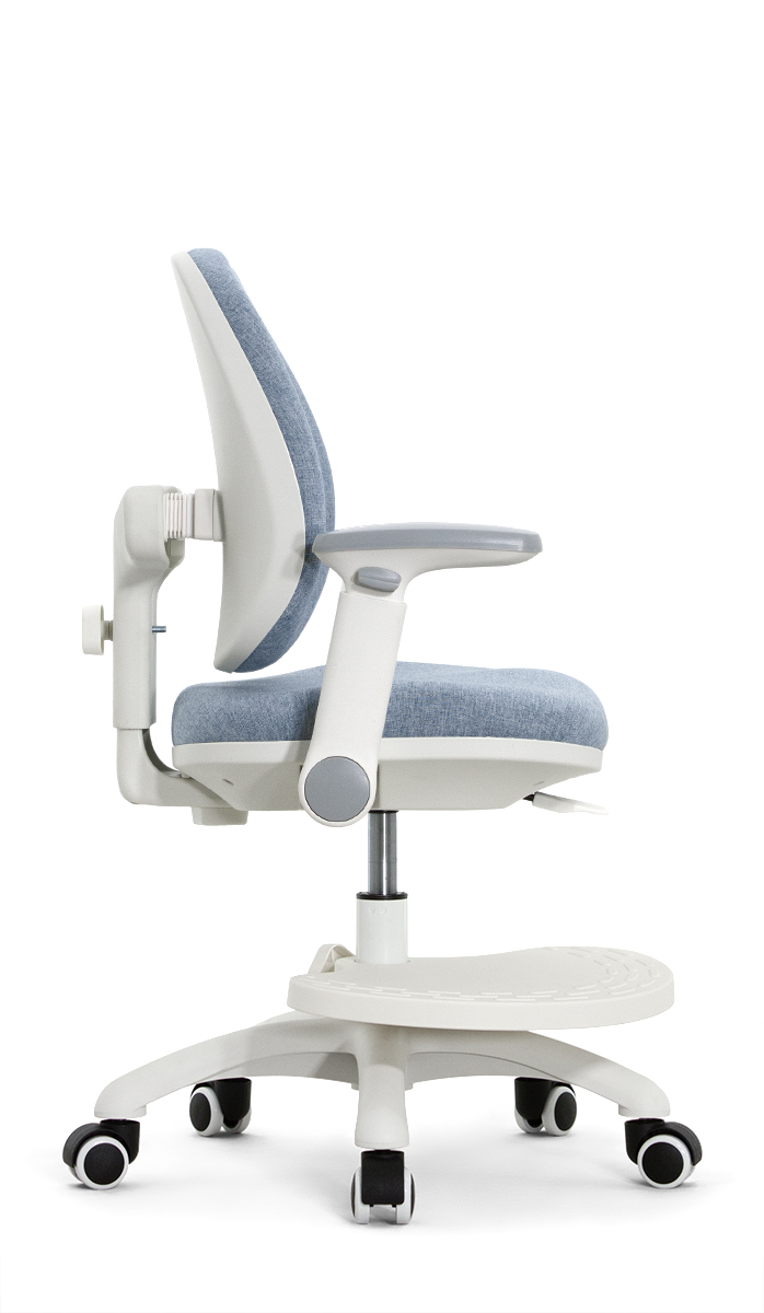 Детское эргономичное кресло Falto KIDS MAX DUO-P, ППУ латекс, спинка корсет, подножка, подлокотник 3D, обивка (голубой)