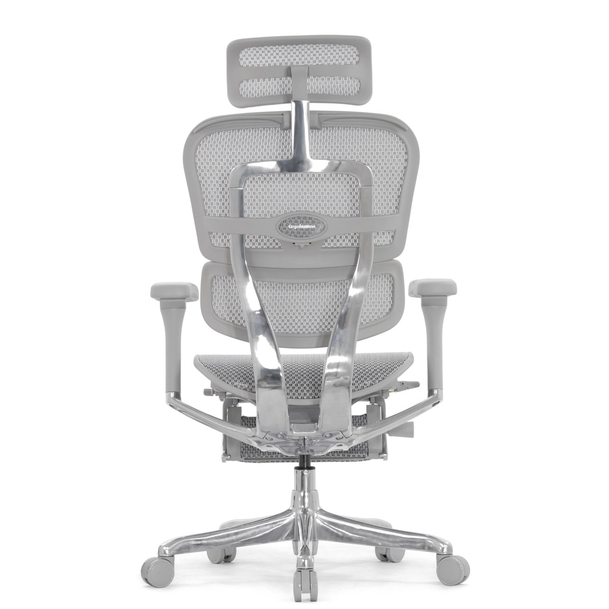 Эргономичное кресло Falto Ergohuman 2 Elite с подножкой (алюминий, наклон вперёд, сетка, серый)