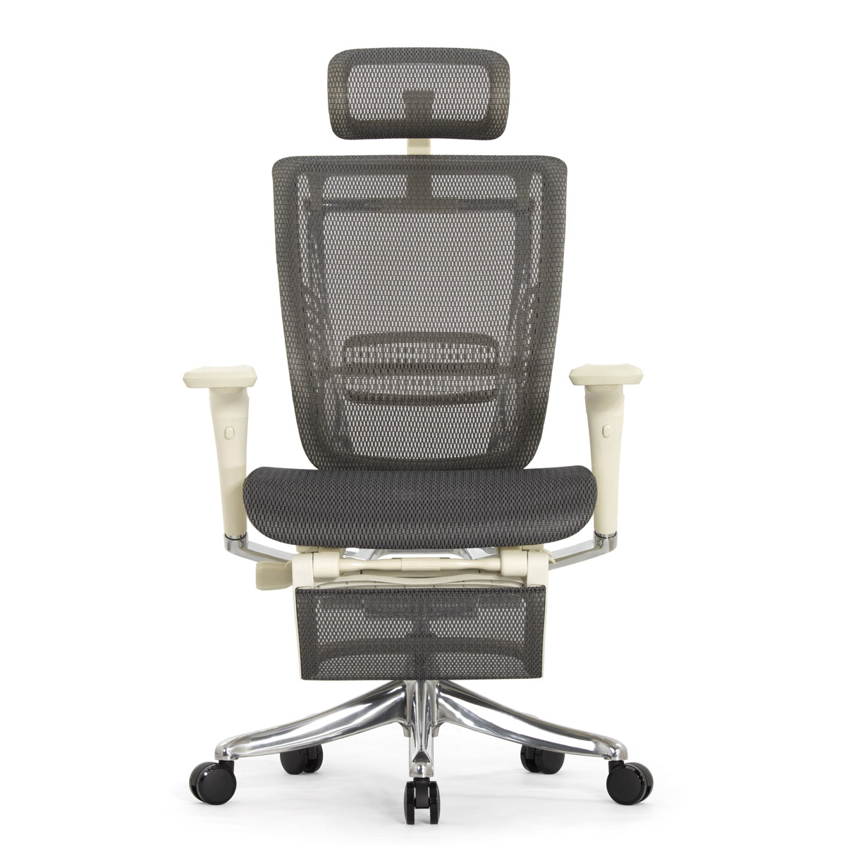 Эргономичное кресло Falto Spring 2 с подножкой (поясничный валик, подлокотники 6D (360), сетка, светлый)