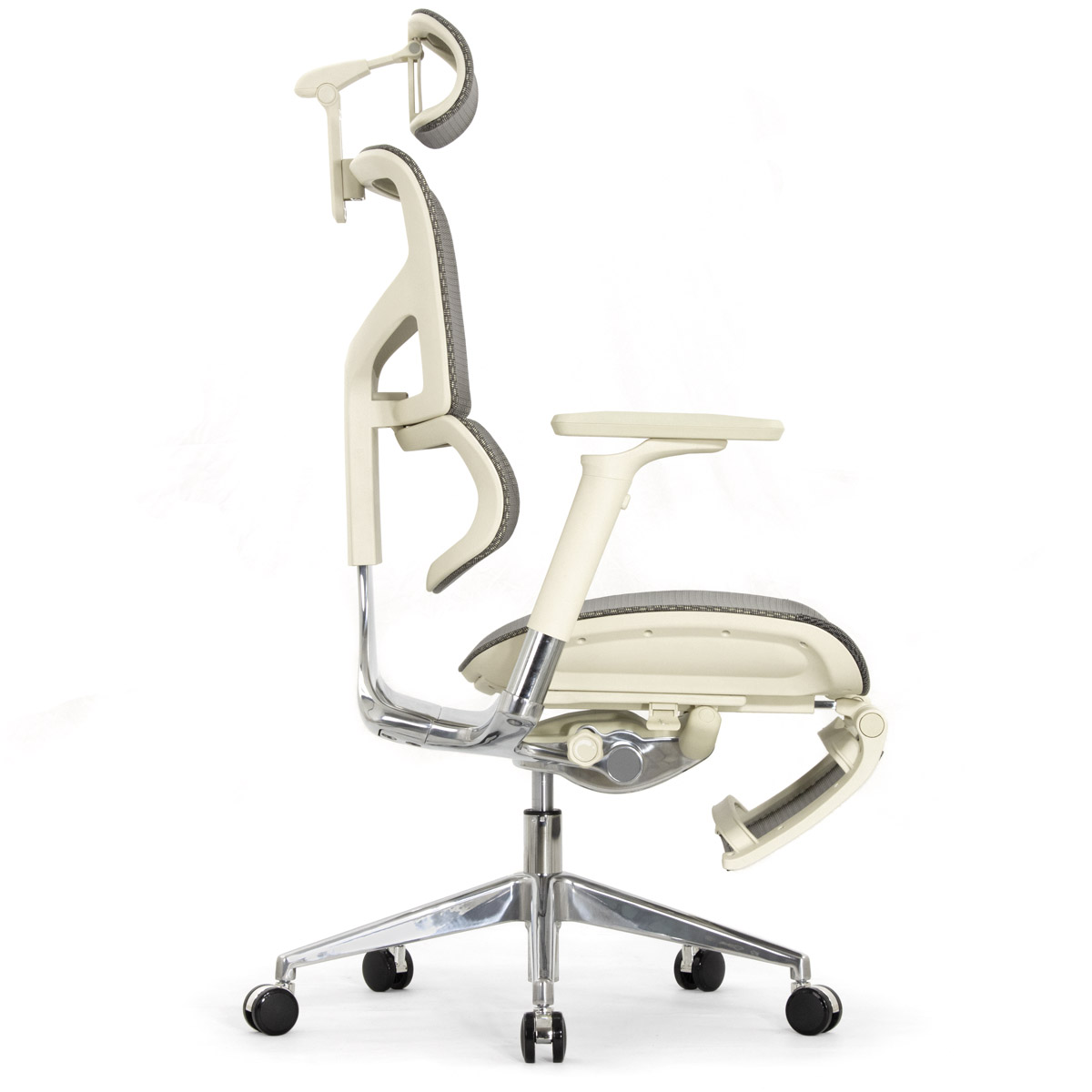 Эргономичное кресло Falto Sail 2 с подножкой (динамичный поясничный упор, подлокотники 6D (360), сетка, светлый)