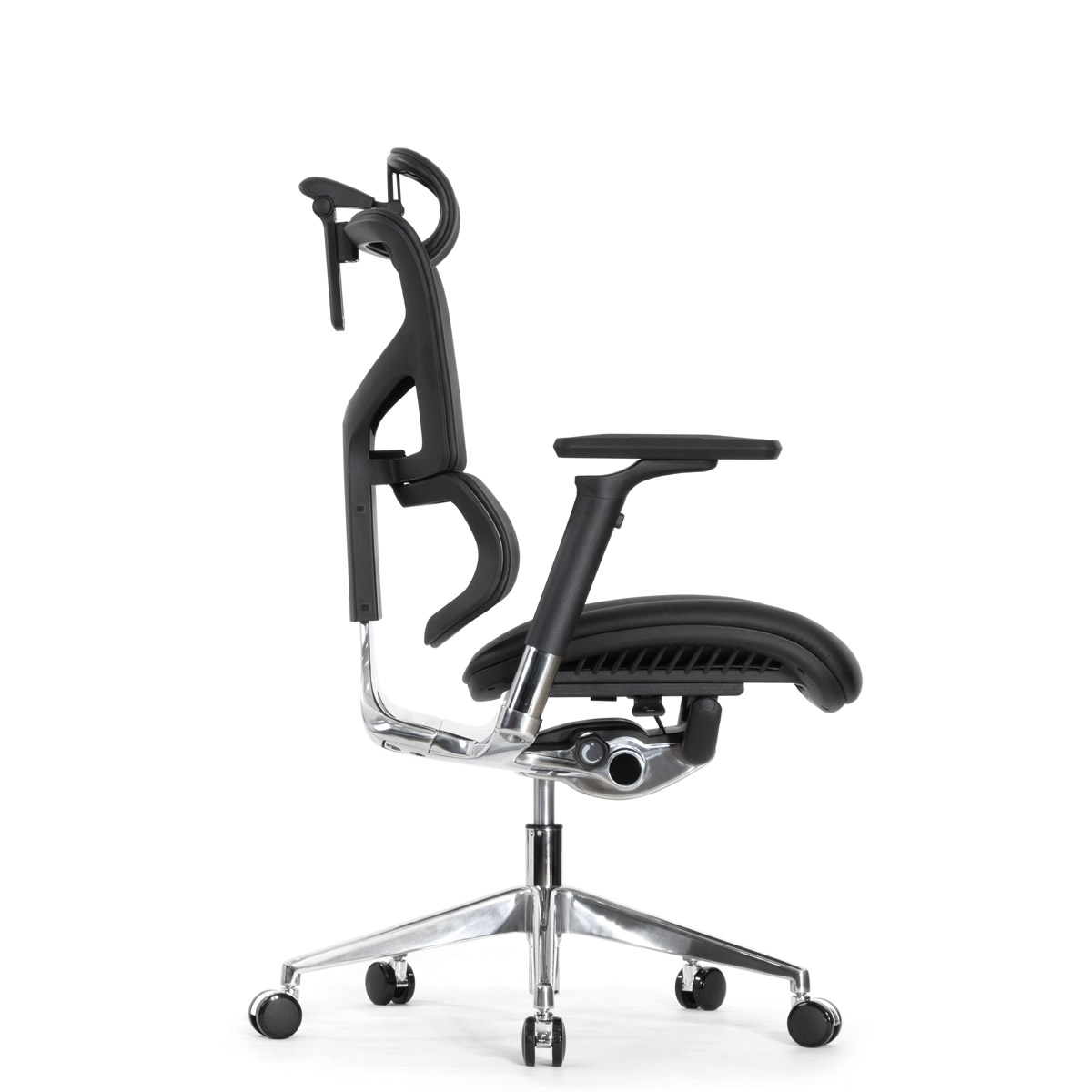 Эргономичное кресло Falto Leater Premium SL (динамичный поясничный упор, натуральная кожа, чёрный)