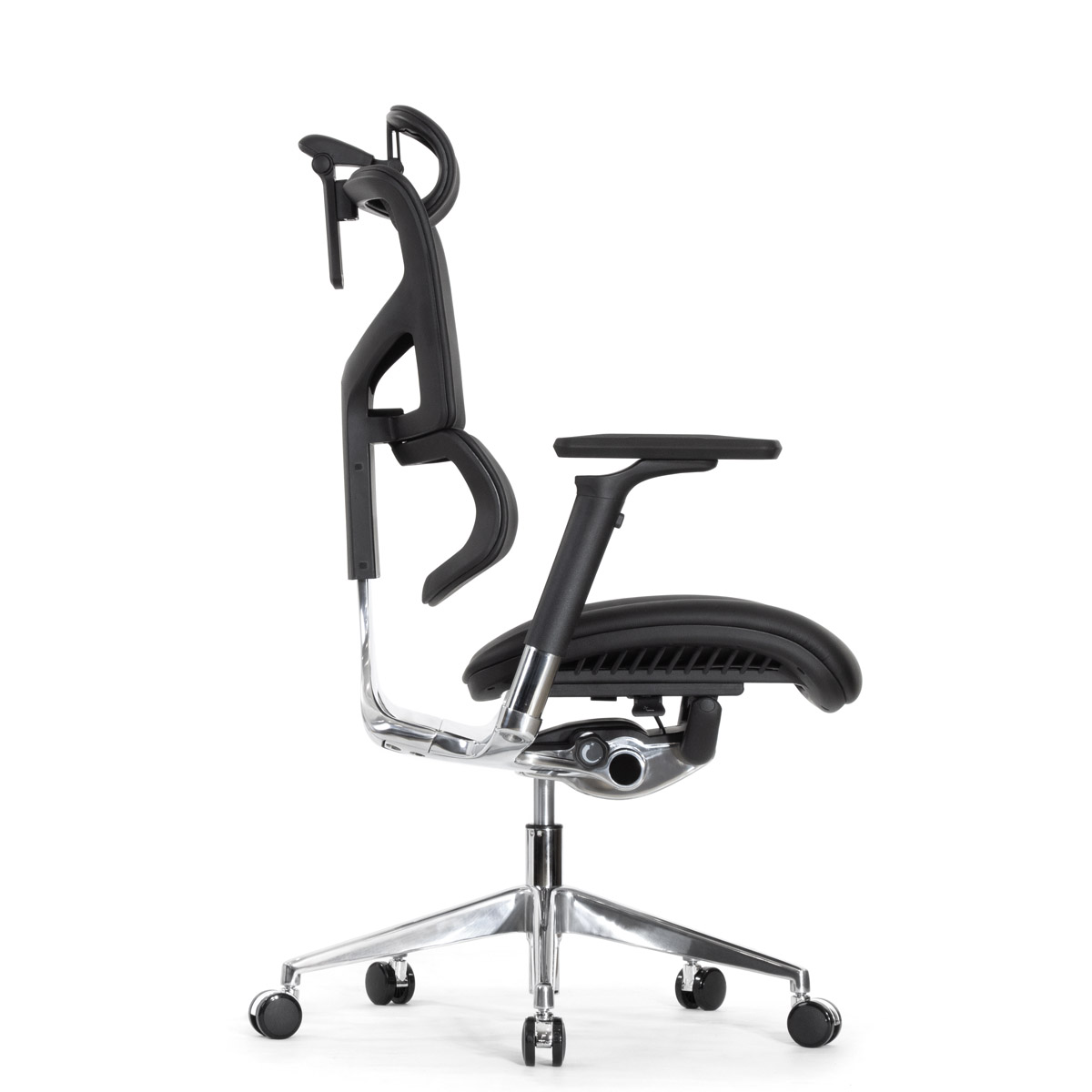 Эргономичное кресло Falto Leater Premium SL (динамичный поясничный упор, натуральная кожа, чёрный)