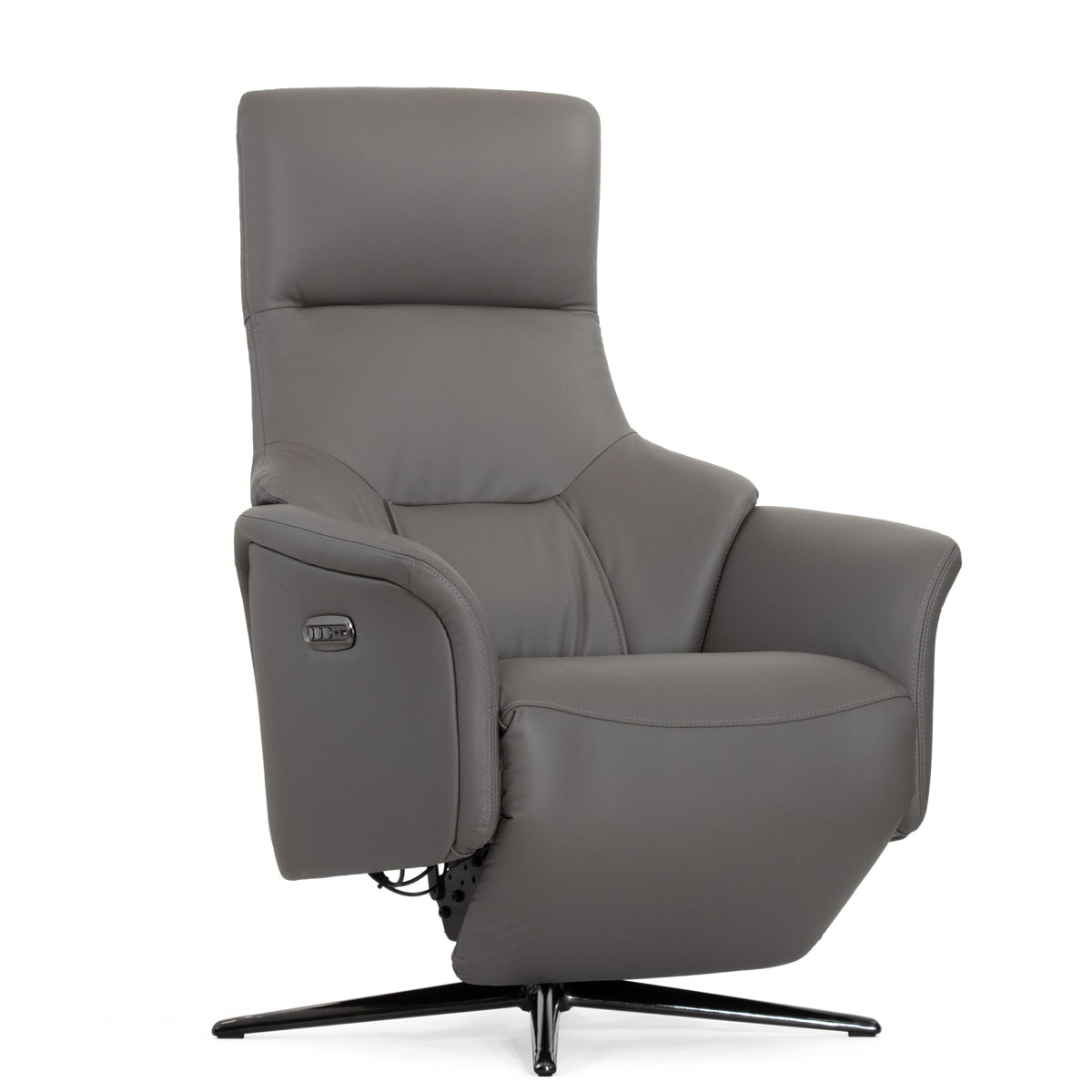 Кресло-реклайнер Falto Titanio (2 мотора, zero, аккумулятор, натуральная кожа, тёмно-серый)