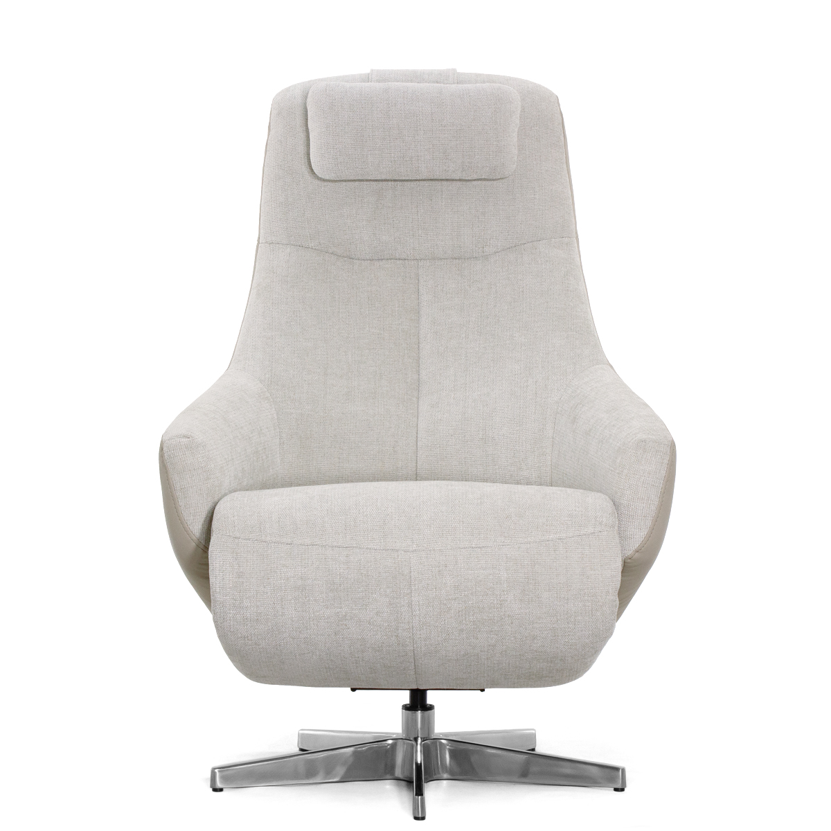 Кресло-реклайнер Falto Live (3 мотора, поясничный упор, шенилл, натуральная кожа, светлый)