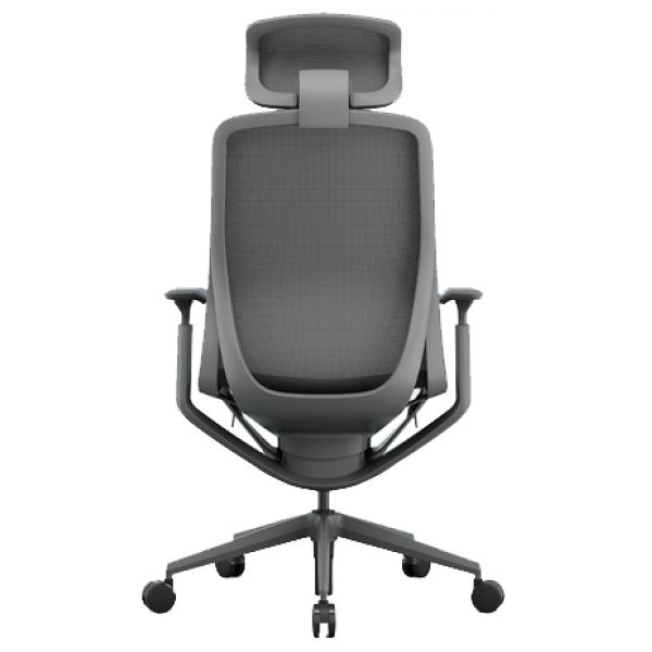 Эргономичное кресло Aria с подголовником сетка, тёмно-серое