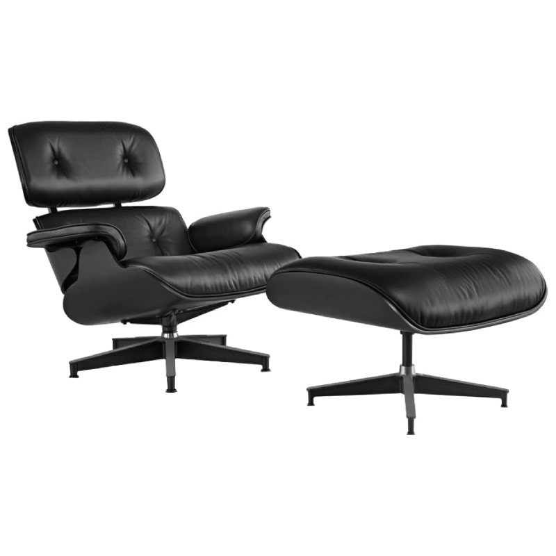 Кресло для отдыха Eames Lounge Chair & Ottoman Total Black Limited Edition