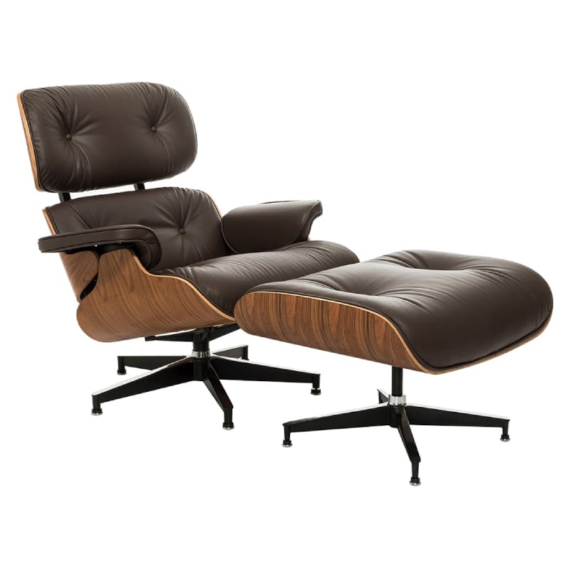Кресло для отдыха Eames Lounge Chair & Ottoman Premium коричневая кожа