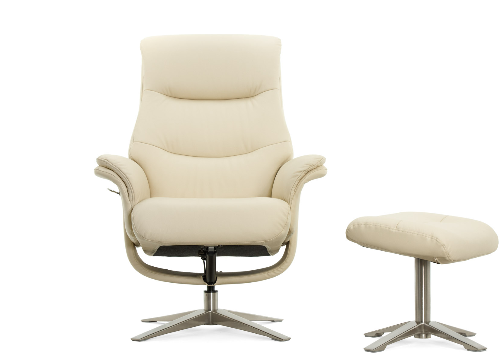 Кресло-реклайнер Falto Boss (оттоманка, натуральная кожа, бежевый)