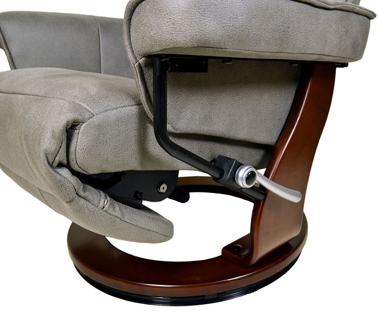 Кресло-реклайнер Relax Rio (встроенная подножка, искусственный нубук, серый)