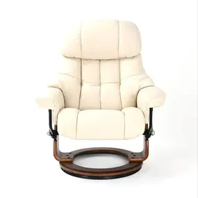 Кресло-реклайнер Relax Lux (оттоманка, натуральная кожа, бежевый)