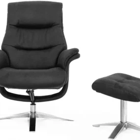 Кресло-реклайнер Falto Boss (оттоманка, искусственный нубук, чёрный)