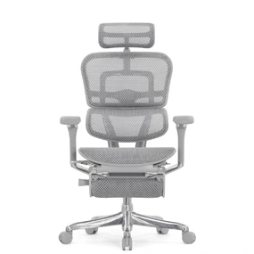 Эргономичное кресло Falto Ergohuman 2 Luxury с подножкой (SmartWork, алюминий, наклон вперёд, сетка, серый)