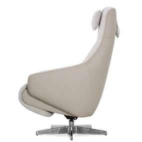 Кресло-реклайнер Falto Live (3 мотора, поясничный упор, шенилл, натуральная кожа, светлый)