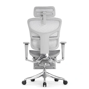 Эргономичное кресло Falto Pro 2 с подножкой (3D поясничный упор, подголовник 4D, каркас серый, белый)