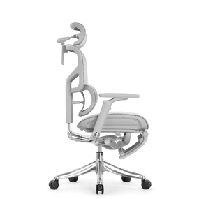 Эргономичное кресло Falto Pro 2 с подножкой (3D поясничный упор, подголовник 4D, каркас серый, белый)