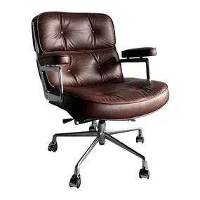 Эргономичное кресло Eames Lobby Chair ES104, состаренная коричневая кожа Premium EU Version