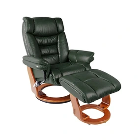 Кресло-реклайнер Relax MAURIS 7604W (кожа-зелен / дер-св.кор 007 Dark Green / 029 т. орех)